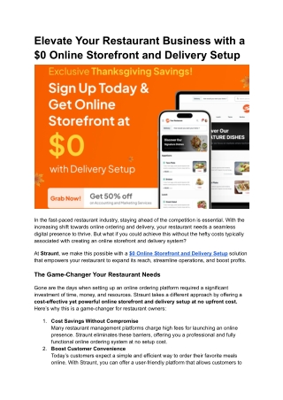 elevate your restaurant business with a 0 online