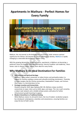 Apartments In Mathura - Perfect Homes for Every Family