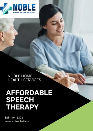 Affordable Speech Therapy with Noble Home Health Services