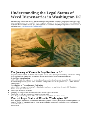 Understanding the Legal Status of Weed Dispensaries in Washington DC