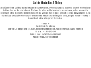 soir e music bar dining