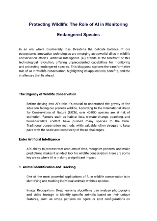 Protecting Wildlife_ The Role of AI in Monitoring Endangered Species