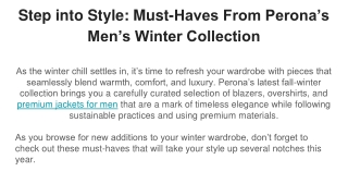 Step into Style_ Must-Haves From Perona’s Men’s Winter Collection