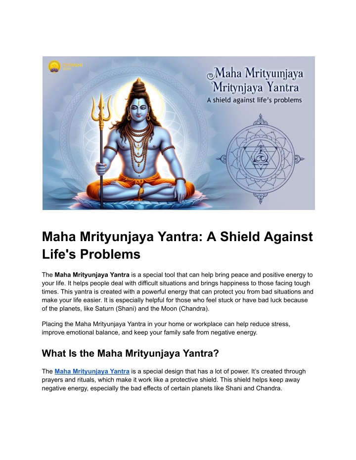 maha mrityunjaya yantra a shield against life