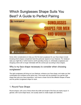 Which Sunglasses Shape Suits You Best_ A Guide to Perfect Pairing