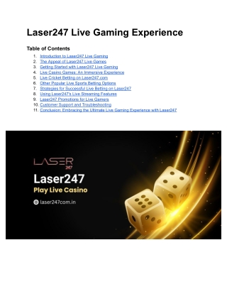 Laser247 Live Gaming Experience