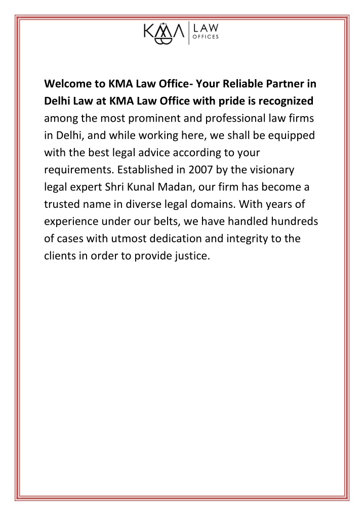 welcome to kma law office your reliable partner