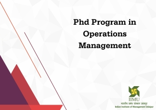 PhD Program in Operations Management