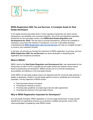 RERA Registration With Tax and Services_ A Complete Guide for Real Estate Developers