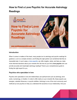 How to Find a Love Psychic for Accurate Astrology Readings