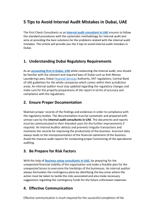 5 Tips to Avoid Internal Audit Mistakes in Dubai