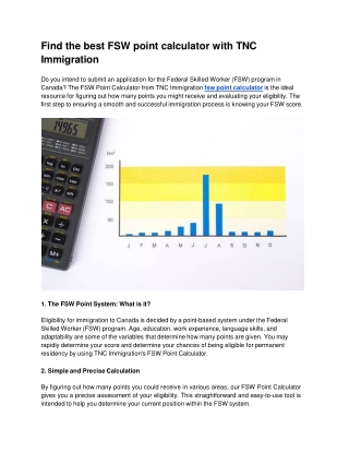 Find the best FSW point calculator with TNC Immigration