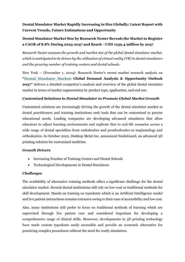 dental simulator market rapidly increasing