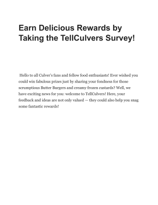 Earn Delicious Rewards by Taking the TellCulvers Survey!