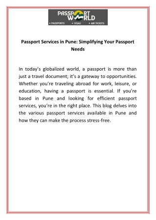 passport services in pune simplifying your