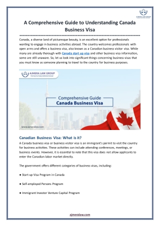 A Comprehensive Guide to Understanding Canada Business Visa