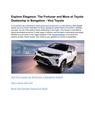 Exploring Elegance_ The Fortuner and More at Toyota Dealership in Bangalore - Viva Toyot