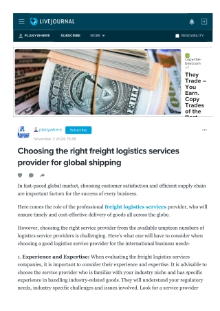 Choosing the right freight logistics services provider for global shipping