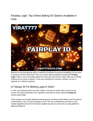 Fairplay Login: Register to Get Online Gaming ID & Win Big