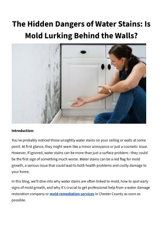 the hidden dangers of water stains is mold