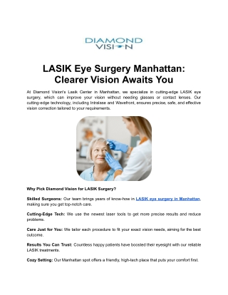 LASIK Eye Surgery Manhattan: Clearer Vision Awaits You
