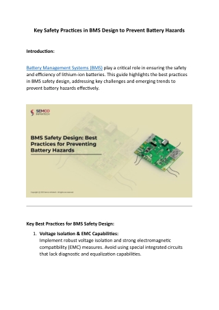key safety practices in bms design to prevent