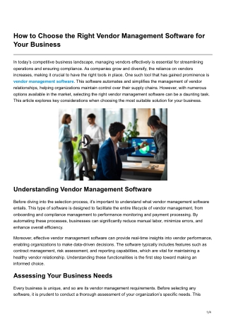 how to choose the right vendor management