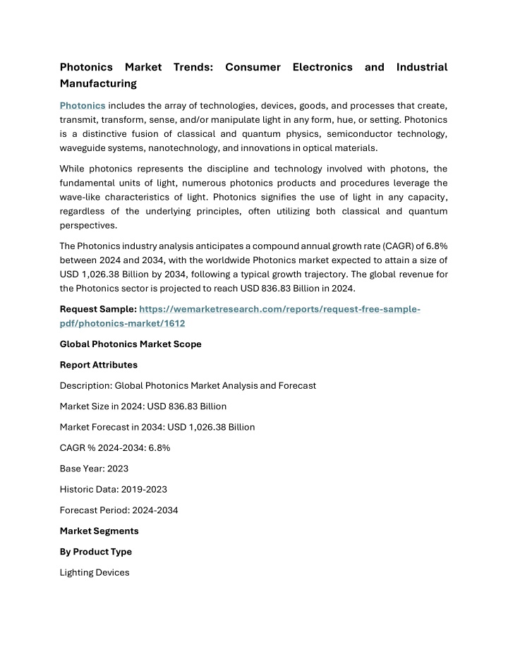 photonics market trends consumer electronics