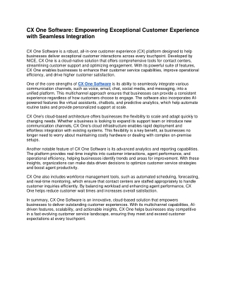CX One Software_ Empowering Exceptional Customer Experience with Seamless Integration