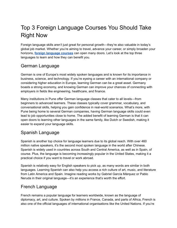 top 3 foreign language courses you should take