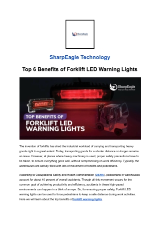 Top 6 Benefits of Forklift LED Warning Lights