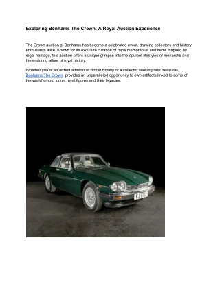 Exploring Bonhams _The Crown__ A Royal Auction Experience