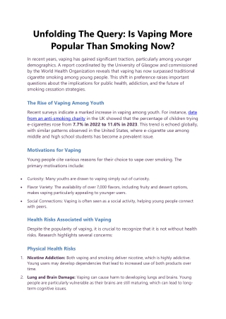 Unfolding The Query Is Vaping More Popular Than Smoking Now