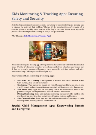 Kids Monitoring & Tracking App: Ensuring Safety and Security