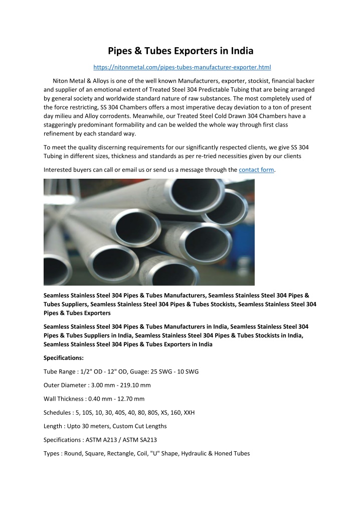 pipes tubes exporters in india