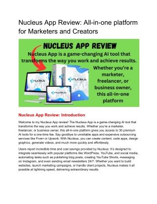 Nucleus App Review - All-in-one platform for Marketers and Creators