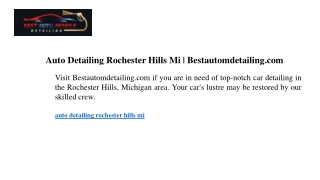 Auto Detailing Rochester Hills Mi Bestautomdetailing.com