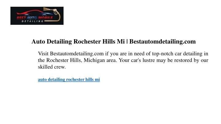 auto detailing rochester hills