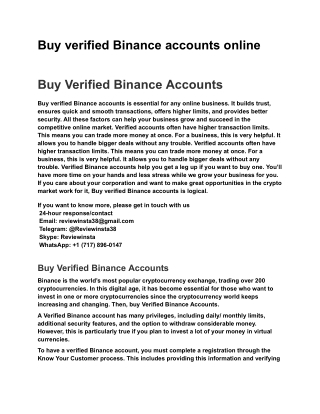 Buy verified Binance accounts online