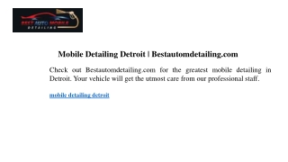 Mobile Detailing Detroit Bestautomdetailing.com