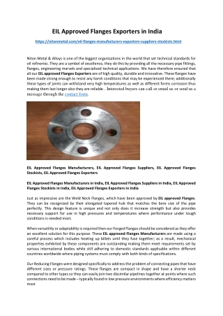 EIL Approved Flanges Exporters in India