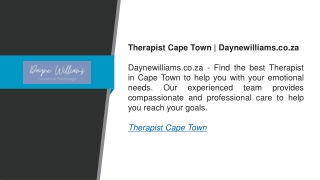 Therapist Cape Town  Daynewilliams.co.za