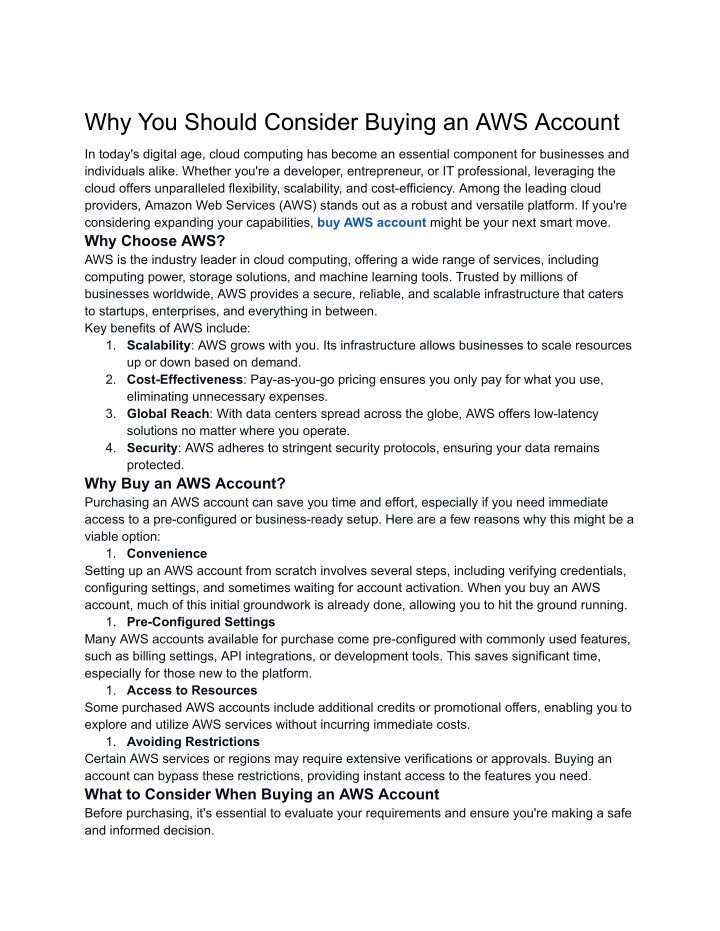 why you should consider buying an aws account