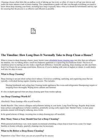 The Timeline: How Long Does It Normally Take to Deep Clean a House?