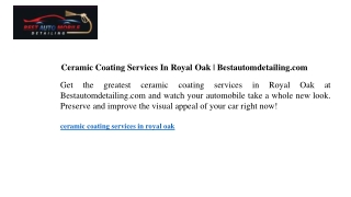 Ceramic Coating Services In Royal Oak Bestautomdetailing.com