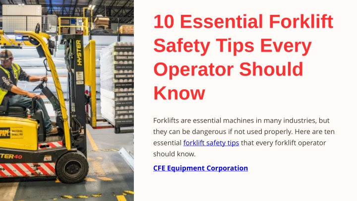 10 essential forklift safety tips every operator