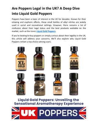 Are Poppers Legal in the UK