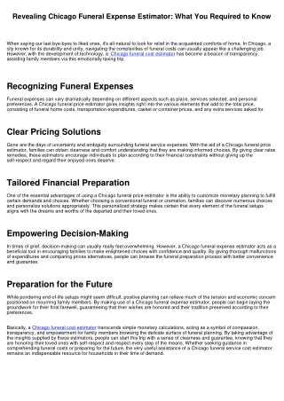 Introducing Chicago Funeral Expense Estimator: What You Required to Know