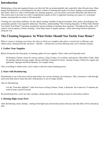 The Cleaning Sequence: In What Order Should You Tackle Your Home?