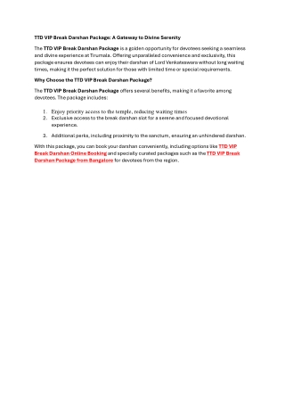 ttd vip break darshan package a gateway to divine